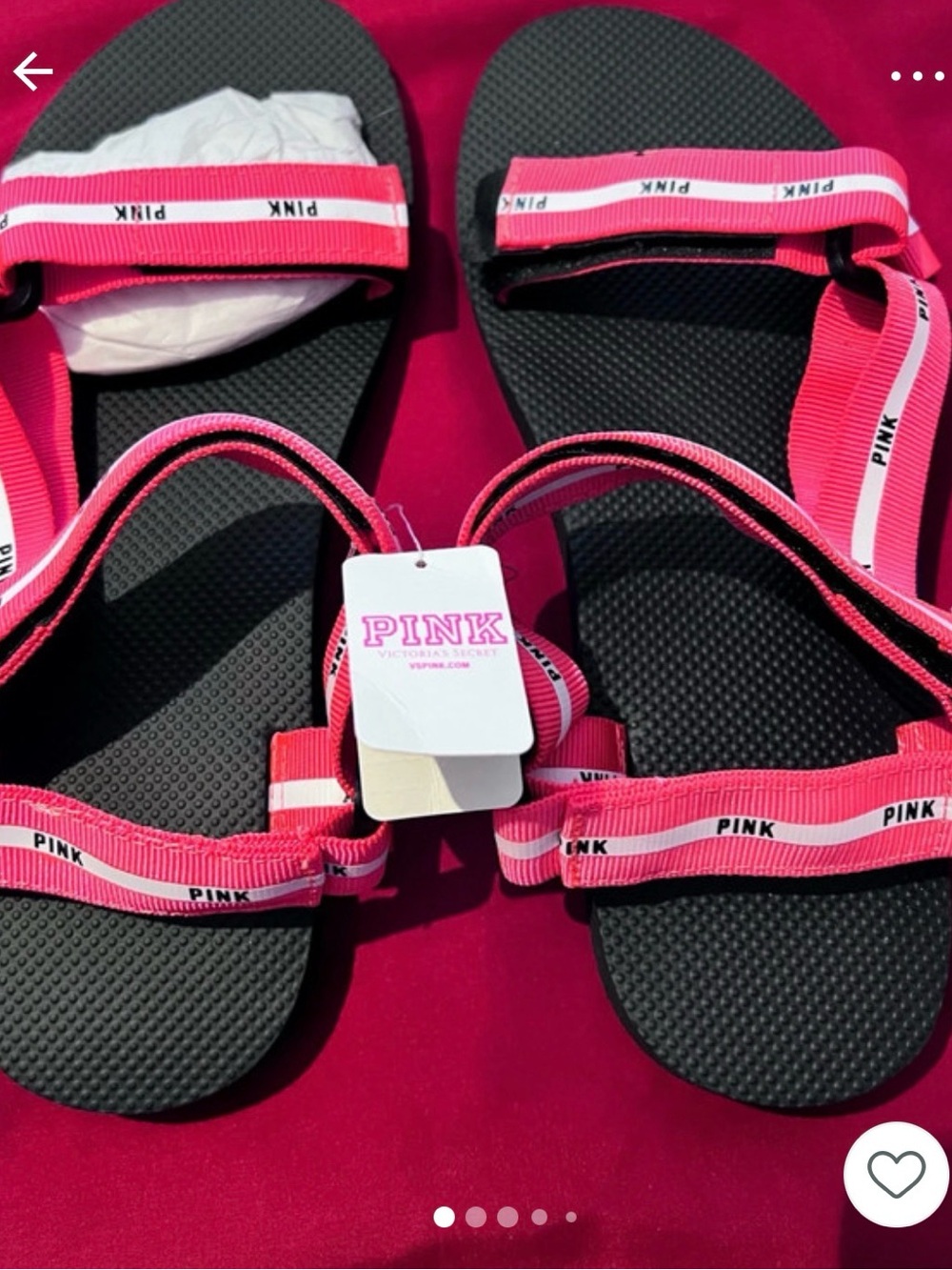 🔥PINK by Victoria's Secret Black Sandals with Hot Pink Straps